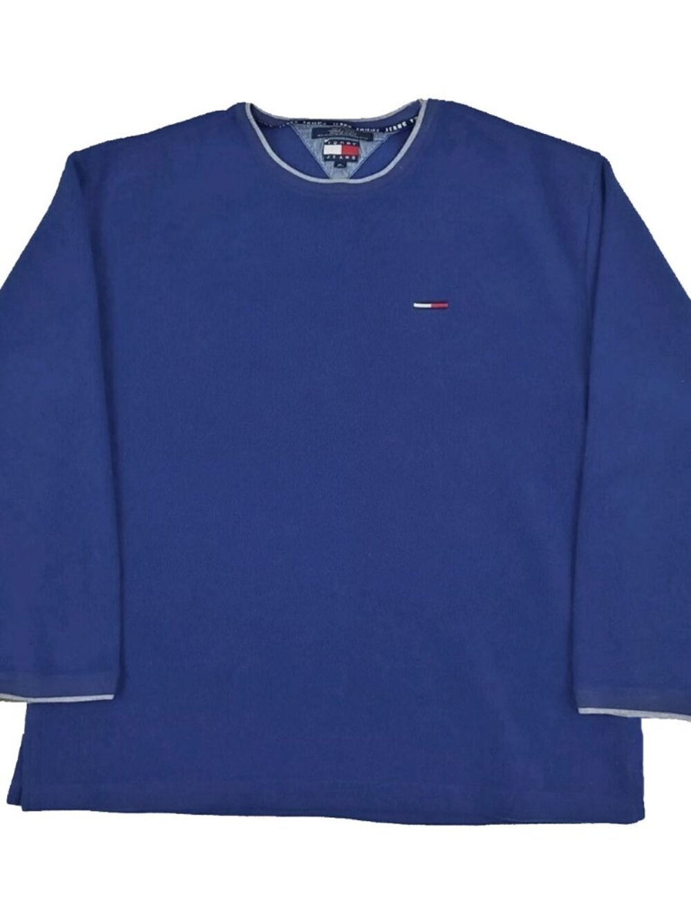 NEW Vintage Tommy Hilfiger Fleece Pullover! L or XL Blue Soft & Thick Tommy Flag